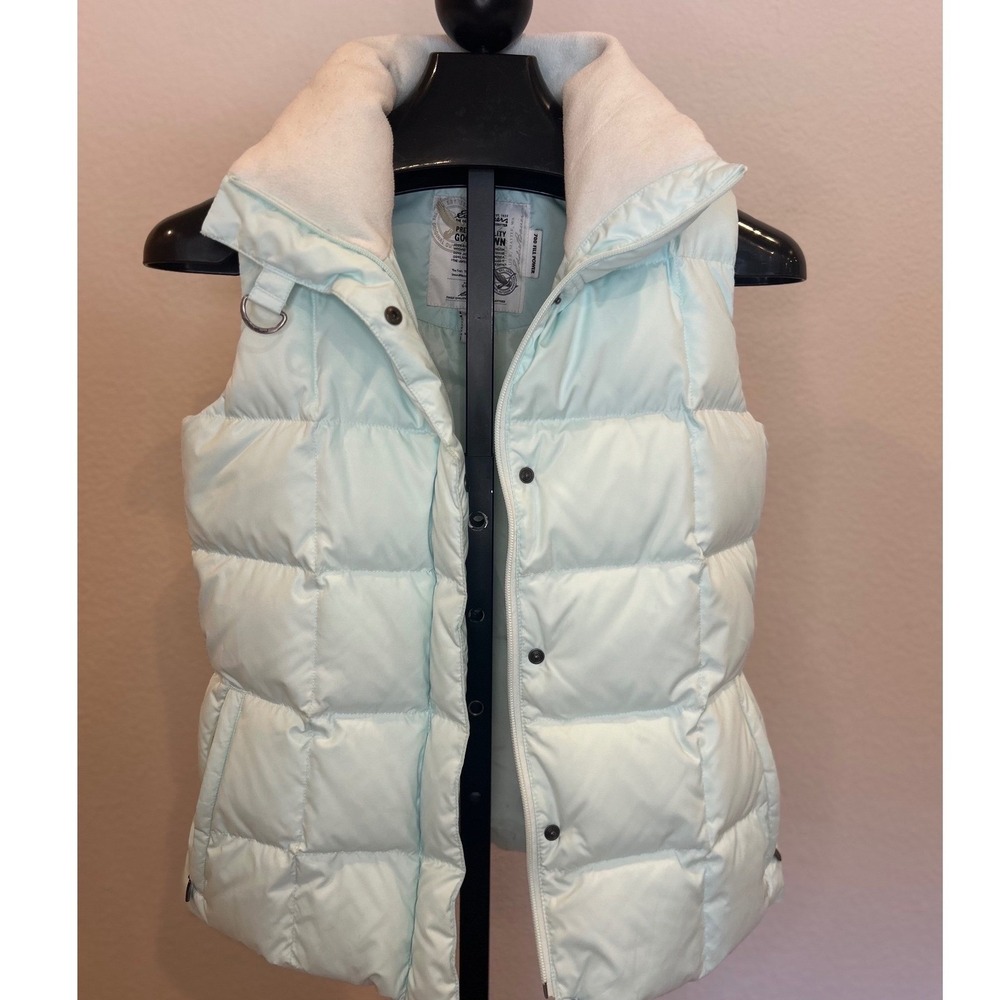 Eddie Bauer Womens 700 Fill Goose Down Puffer Vest Light Blue Small Quilted